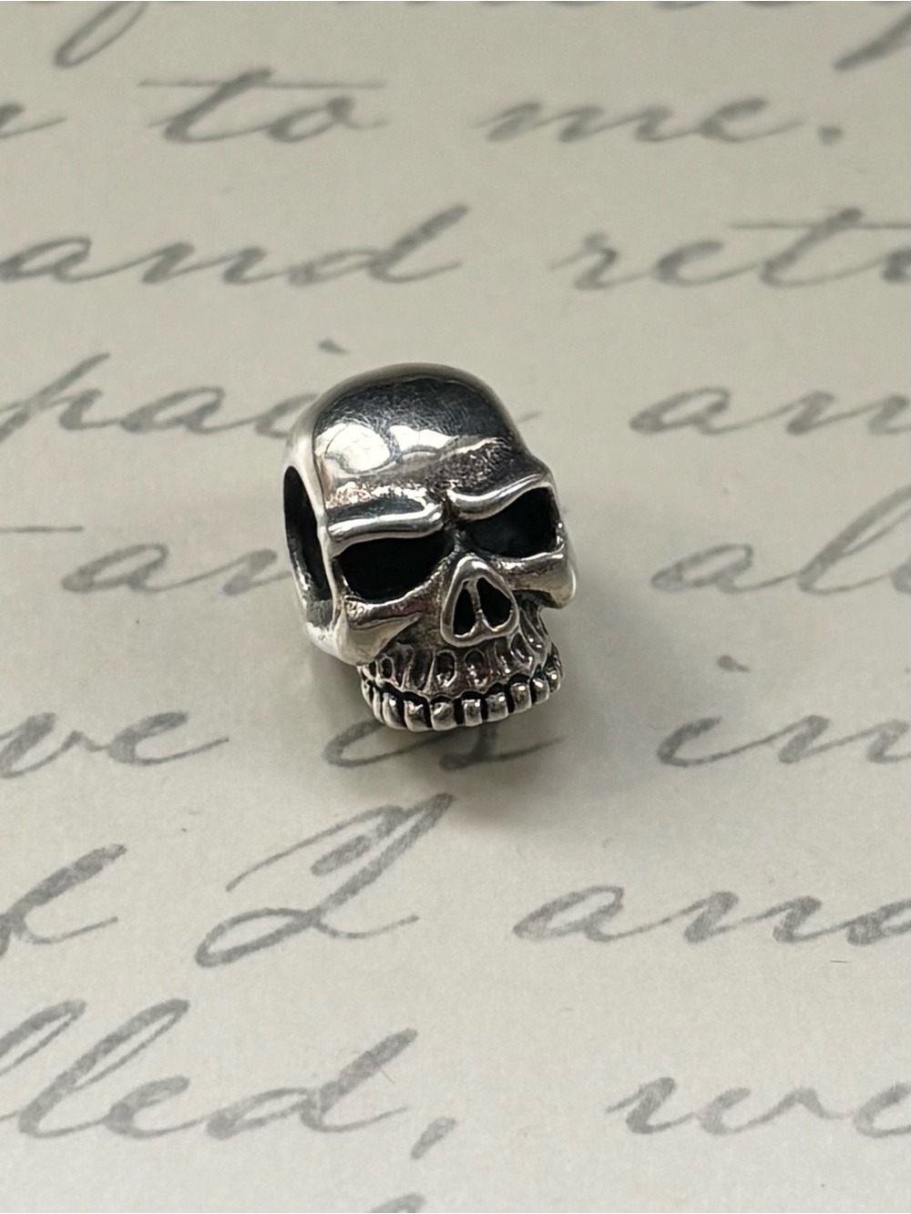 Men's 3D Sterling Silver Skull Bead Charm Pendant